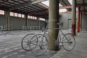 Die silbern glänzenden Objekte, die Christian Gonzenbach in der Kunsthalle Arbon geschaffen hat, erinnern an deren frühere Nutzung als Fabrik. (Bild: pd/Christian Gonzenbach)