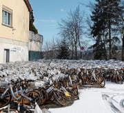 Wind und Wetter ausgesetzt: die O-Bikes an der Langgasse. (Bild: Matthias Fässler)