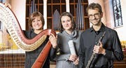 Julia Kreyenbühl-Gschwend an der Harfe, Dagmar Grigarová an der Orgel und Philipp Kreyenbühl an der Oboe geben am kommenden Sonntag ein Konzert. (Bild: PD)