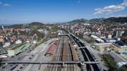 Blick vom Bahnhof St.Fiden in Richtung Osten der Stadt. (Bild: Ralph Ribi)