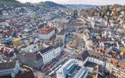 Marktplatz, Bohl und Blumenmarkt harren des dritten Anlaufs zur Neugestaltung. (Bild: Urs Bucher)