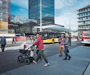 Bahnhof und Bahnhofplatz nahmen 2017 langsam ihre neue Gestalt an. (Bild: Benjamin Manser (12. Oktober 2017))
