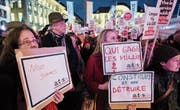 Protest gegen die drohenden Entlassungen bei der SDA Ende Januar auf dem Bundesplatz in Bern. (Bild: Christian Merz/KEY)