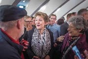 Simonetta Sommaruga blieb nicht lang. Sie hatte sich eine Bindehautentzündung eingefangen. (Bild: (Michel Canonica))