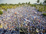 Massenprotest in Nicaraguas Hauptstadt Managua gegen Präsident Daniel Ortega (Bild: KEYSTONE/EPA EFE/JORGE TORRES)