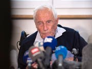 Ein Tag vor seinem Freitod stellte sich der 104-jährige David Goodall in Basel den Medien. (Bild: KEYSTONE/GEORGIOS KEFALAS)