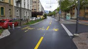 Wenig Grün: So präsentiert sich der Velo- und Gehweg Freigleis beim Neubad in Luzern heute. (Bild: PD)