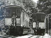 Der Achsenbruch vor 60 Jahren trug sich im Bereich der Hexenkirchli-Schlucht zu, wo sich die beiden Wagen der alten RHW kreuzten. (Bild: PE)
