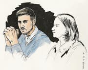 Thomas N. bei der Gerichtsverhandlung. (Bild: Illustration: Sibylle Heusser/Keystone (Schafisheim, 16. März 2018))