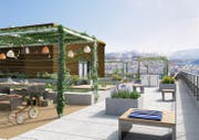 Dachterrasse bei der Überbauung Mattenhof. (Bild: Visualisierung PD)