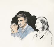 Thomas N. bei der Gerichtsverhandlung. (Bild: Illustration: Sibylle Heusser/Keystone (Schafisheim, 16. März 2018))