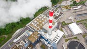 Das erneuerte KHK in der Sitterschlaufe. Auf dem Dach der neuen Anlieferungshalle sind die Rebstöcke zu erkennen. (Bild: Ralph Ribi)