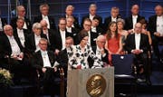 Literaturprofessorin und Akademie-Sekretärin Sara Danius bei der Verleihung des Nobelpreises für Literatur im Dezember 2017. (Bild: Pascal Le Segretain/Getty (Stockholm, 10. Dezember 2017))
