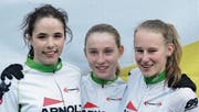 Vielversprechende Talente; von links: Lorena Leu, Delia Da Mocogno und Svenja Frei. (Bild: Josef Mulle (Silenen, 25. April 2018))