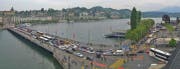 Verkehrsbehinderungen auf der Seebrücke in Luzern um 17.30 Uhr. (Bild: Webcam)