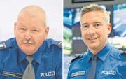 Daniel Bussmann (59, links) tritt Ende dieses Jahres als Kripo-Chef ab. Jürg Wobmann (44) leitet die Luzerner Kripo ab Dezember. (Bild: Keystone / Urs Flüeler und Boris Bürgisser)