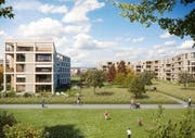 Rund 150 Eigentums- und Mietwohnungen sind in der Grüenmatt in Emmen geplant. Visualisierung: PD