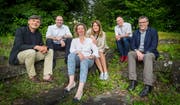 Die Bürgergruppe Schmetterling: Bruno Stäheli, Jürgen Krotzinger, Andrea Ferraro, Cinzia De Martin, Heinz Halter, Jörg Ackermann.