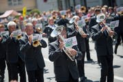 Der Luzerner Kantonal-Musiktag fand 2017 in Schüpfheim statt. Auf dem Bild zu sehen ist die MG Hohenrain während der Parademusik durch das Dorf. Das Bild entstand am Sonntag, 28. Mai 2017. Bild: (Pius Amrein / Neue LZ)