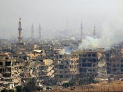Zerstörung überall: Ein südliches Stadtviertel in der syrischen Hauptstadt Damaskus (Aufnahme vom 28. April 2018). (Bild: KEYSTONE/EPA/YOUSSEF BADAWI)