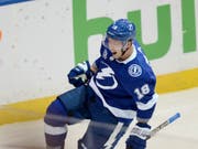 Tampas Ondrej Palat bejubelt sein frühes Tor gegen die Washington Capitals (Bild: KEYSTONE/FR171457 AP/JASON BEHNKEN)