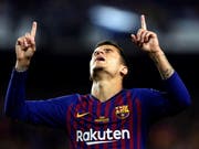 Philippe Coutinho dankt dem Herrn für sein Tor gegen San Sebastian (Bild: KEYSTONE/EPA EFE/ALBERTO ESTEVEZ)