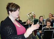 Die Musikanten haben sich unter der Leitung von «Bergführerin» Sandra Zumbühl intensiv auf die Besteigung der Eiger-Nordwand vorbereitet. (Bild: PD, Unterschächen, Mai 2017)