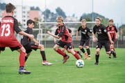 Duell zweier Bundesligisten: Bei den U13 gewann Freiburg den Final gegen Eintracht Frankfurt. (Bild: Manuela Jans-Koch (Luzern, 20. Mai 2018))