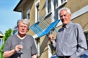 Künstler Roman Signer und Kunstliebhaber Eugen Nyffenegger. (Bild: Max Eichenberger)