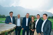 Der Vorstand Golf Gams-Werdenberg AG und Golfclub Gams mit Josef Lenherr, Alex Hermann, Präsident Antoine Lemaire und den neu gewählten Gabriella Reato, René Derungs und Christian Eggenberger (von links). (Bild: Adi Lippuner)