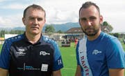 Beim Drittliga-Spitzenclub FC Rüthi ist Anto Tomas (links) nicht zum ersten Mal Trainer von seinem Sohn Matej. (Bild: Beni Bruggmann)