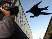 Greifvögel-Silhouetten auf Fensterglas bewahren laut der Vogelwarte echte Vögel nicht vor Kollisionen mit Scheiben. (Bild: KEYSTONE/LAURENT GILLIERON)