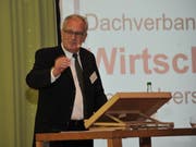 René Röthlisberger an der diesjährigen GV der Wirtschaft Uri in Altdorf. (Bild: Urs Hanhart, 19. April 2018)