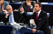 Luxemburgs Premier Xavier Bettel bei seiner Rede im EU-Parlament in Strassburg. (Bild: Patrick Seeger/EPA/Keystone (Strassburg, 30. Mai 2018))