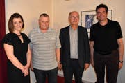 Von links: Präsidentin Cordelia Dal Farra, der wiedergewählte Verwalter Markus Imhof, der abtretende Musikschulleiter Martin Giese und dessen Nachfolger Philipp Gisler. (Bild: Georg Epp (Bürglen, 29. Mai 2018))