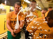 Den ersten Meistertitel seit 32 Jahren haben die Young Boys gehörig gefeiert - gibts nun Punkte für Sion im Abstiegskampf? (Bild: KEYSTONE/PETER SCHNEIDER)