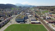 Blick auf die Gemeinde Ebikon - im Vordergrund der ehemalige M Parc.