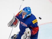 Südkoreas Torhüter Matt Dalton muss den Puck zu einem weiteren Gegentreffer passieren lassen (Bild: KEYSTONE/EPA/CHRISTIAN BRUNA)