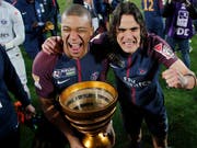 Kylian Mbappé und Edinson Cavani von Paris Saint-Germain können sich über den nächsten Titel freuen (Bild: KEYSTONE/AP/THIBAULT CAMUS)