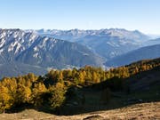 Keine Opfer: Der Felssturz im Tobel beim Montalin (links) in der Nähe von Chur (Bildzentrum) hat nach aktuellem Kenntnisstand keine Personen getroffen. (Bild: KEYSTONE/ARNO BALZARINI)