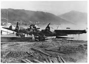 Die B-17 der US-Air-Force nach der Bergung aus dem Zugersee (noch ohne Cockpit). (Bild: warbird.ch)