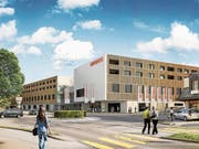 Visualisierung des Neubaus der Migros Herisau von der Kasernenstrasse aus gesehen. (Bild: PD)