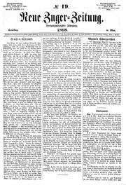 Eine Ausgabe der Zuger Zeitung vom 9. Mai 1868. Bild: PD