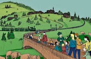Visualisierung des Heidi-Erlebnisparks am Flumserberg. Illustration: PD