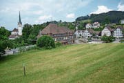 Die Wiese hinter dem Bahnhof gilt als strategisch bedeutend für die Entwicklung Teufens. (Bild: Karin Erni)