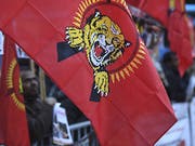 Das Bundesstrafgericht fällt sein Urteil gegen 13 mutmassliche Unterstützer der Tamil Tigers. Die Bundesanwaltschaft fordert Freiheitsstrafen zwischen 18 Monaten bedingt und sechseinhalb Jahren. Zum Prozessauftakt demonstrierten Sympathisanten der Tamil Tigers in Bellinzona. (Bild: Keystone/KEYSTONE/TI-PRESS/ALESSANDRO CRINARI)
