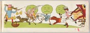 Lisa Wengers «Joggeli söll ga Birli schüttle» ist seit 110 Jahren lieferbar. Der Henker, rechts im Bild, wird heute nicht mehr mitgeliefert. (Bild: Schweizerische Nationalbibliothek, Bern)