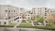 100 Pflegebetten und 25 Alterswohnungen verteilt auf zwei Gebäudeteile. So soll der Neubau der Sana Fürstenland dereinst aussehen. Wann gebaut werden kann, bleibt allerdings ungewiss. (Visualisierung: PD)