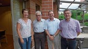 Ausgetretene Mitglieder (v.l.): Sibylle Käslin, Karl Berlinger. Neue Mitglieder: Adrian Scheuber, Heinz Polenz. (Bild: Olaf Vornholz)