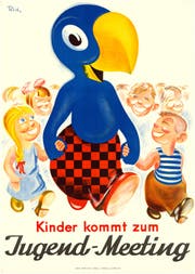 Kultfigur Globi: Das Werbemaskottchen gründet Clubs und reist herum. Die Bücher kommen erst später. (Bild: Schweizerisches Nationalmuseum)